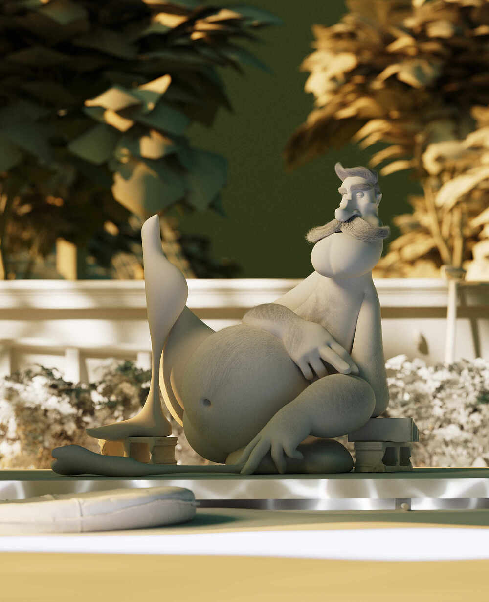 Sexy Fat Man Render Clay01