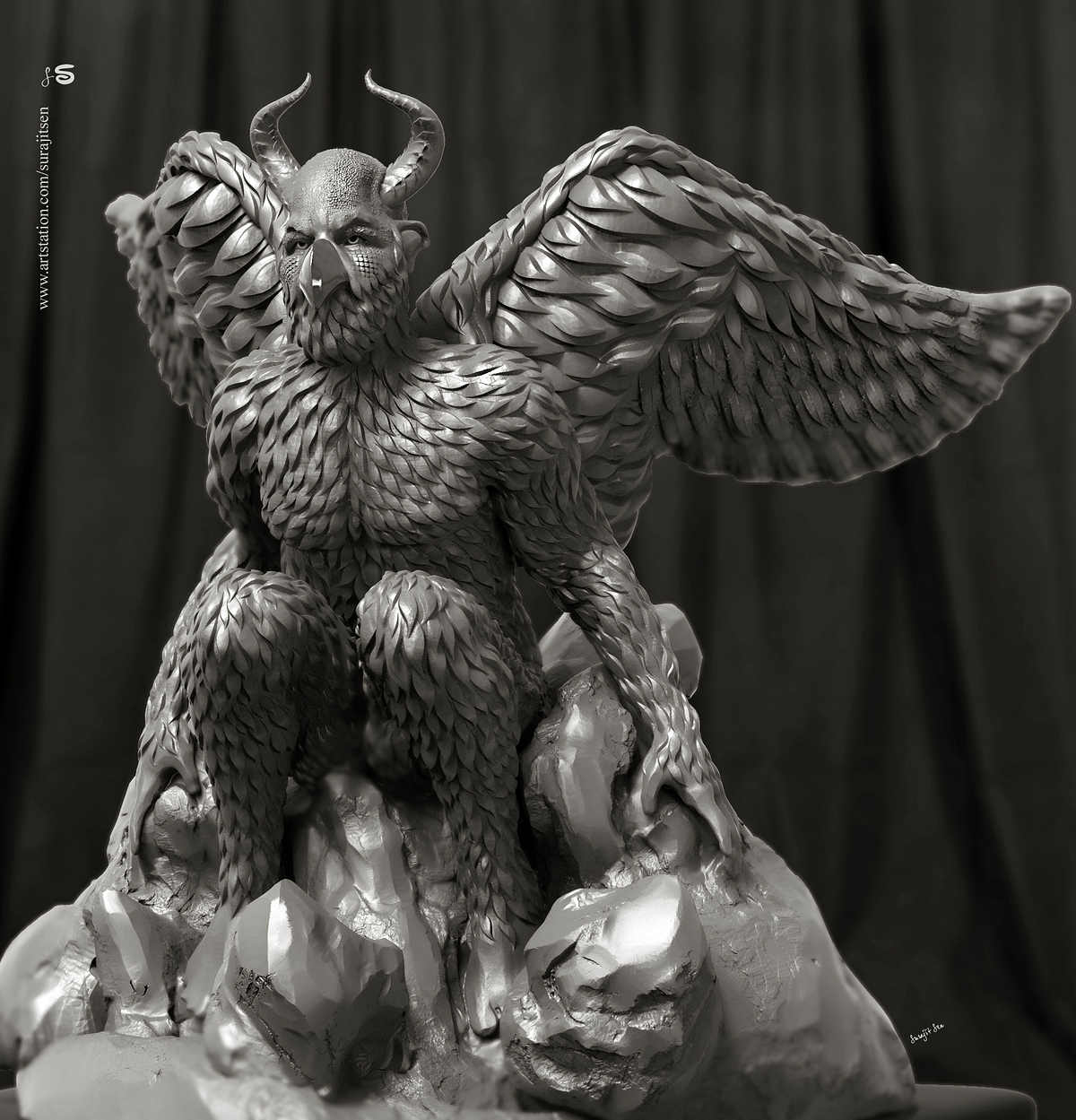 Birdman_V01_Digital_SCulpture_SurajitSen_Aug2019_BW1
