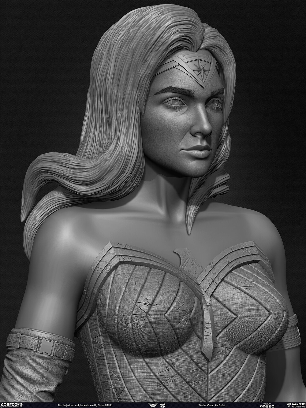 Wonder Woman Gal Gadot 3D Model sculpted by Yacine BRINIS 012