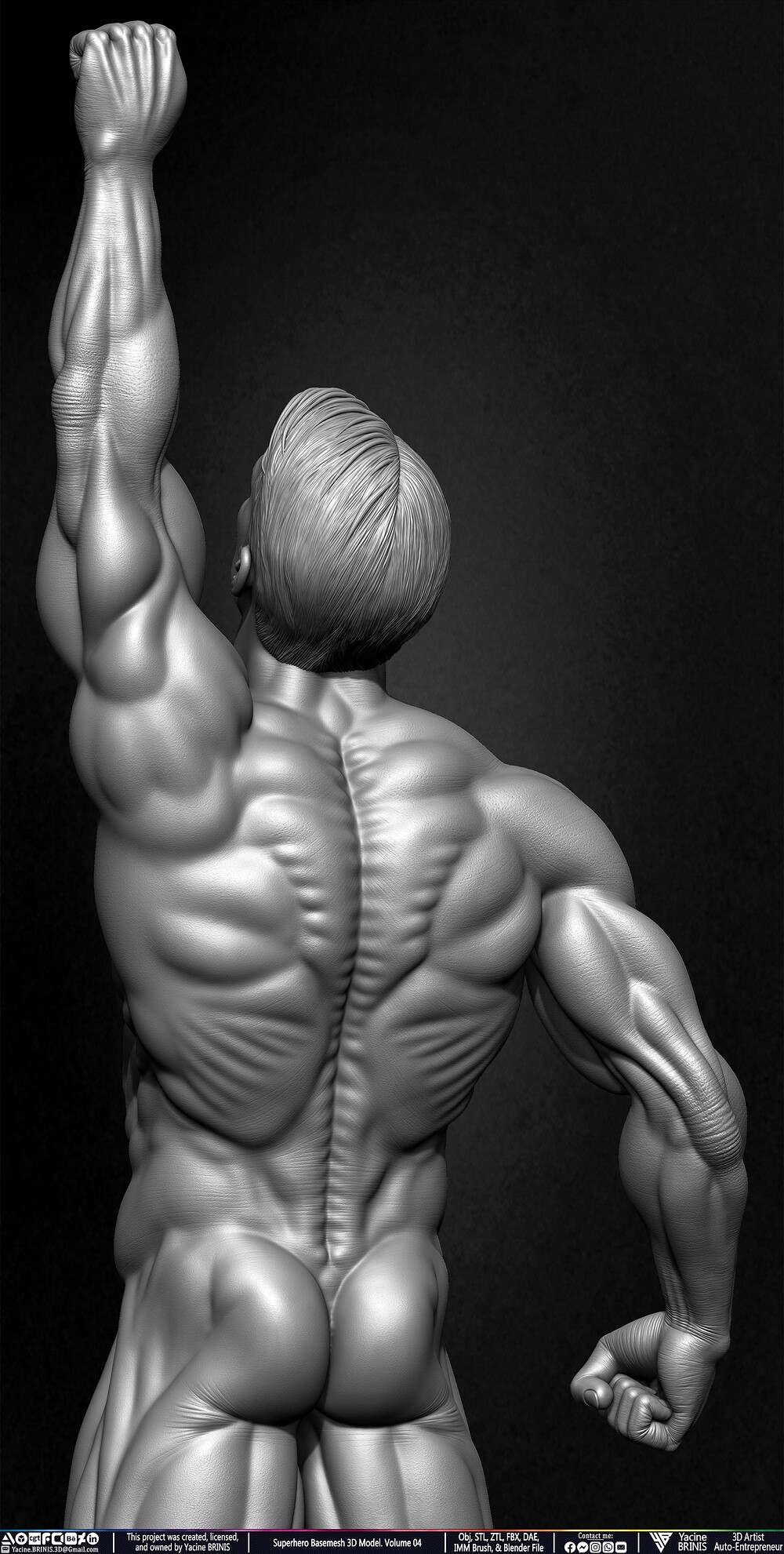 SuperHero Basemesh 3D Model Pose 04 Superman - Henry Kevill - Man of Steel-  Sculpted by Yacine BRINIS Set 024