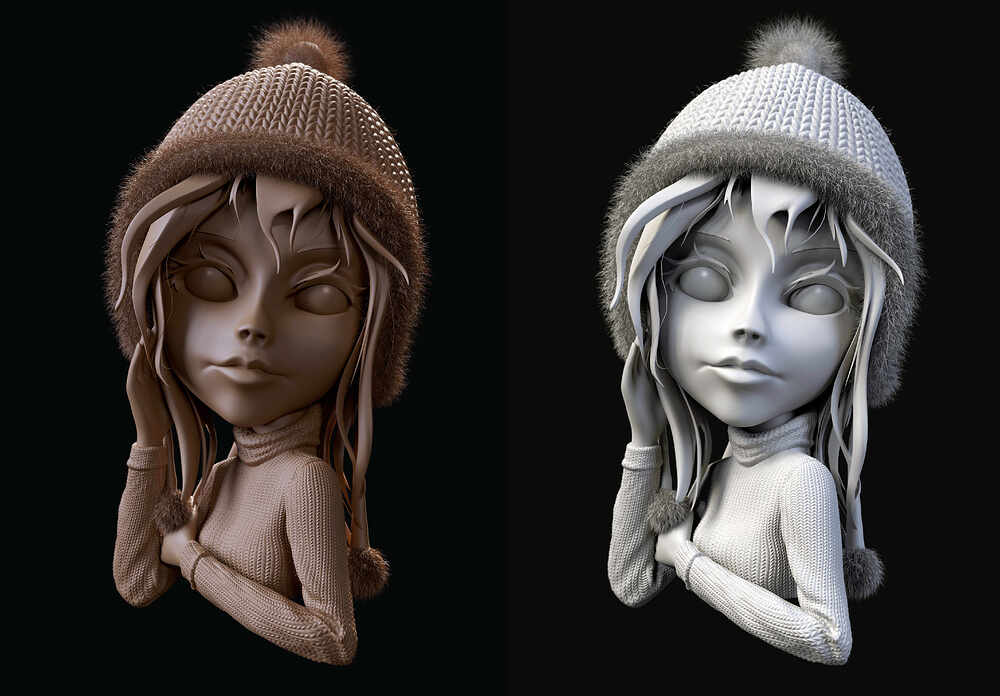Winter_Girl_Clay_Render