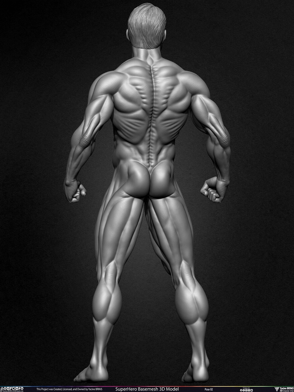 Super-Hero Basemesh 3D Model - Henry Cavill- Man of Steel - Superman - Pose 02 Sculpted by Yacine BRINIS Set 014