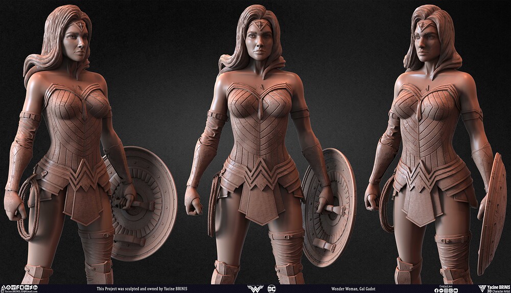 Wonder Woman Gal Gadot 3D Model sculpted by Yacine BRINIS 024