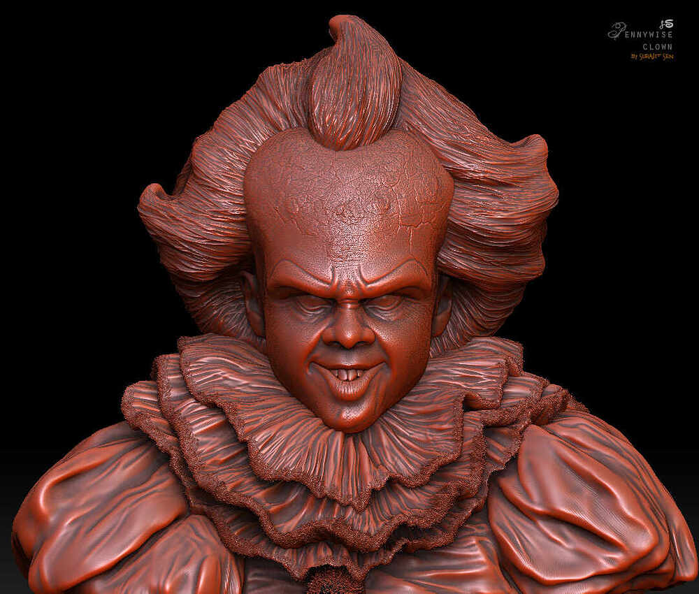 Pennywise_clown_Digital_Sculpture_SurajitSen_May2022A_clay1