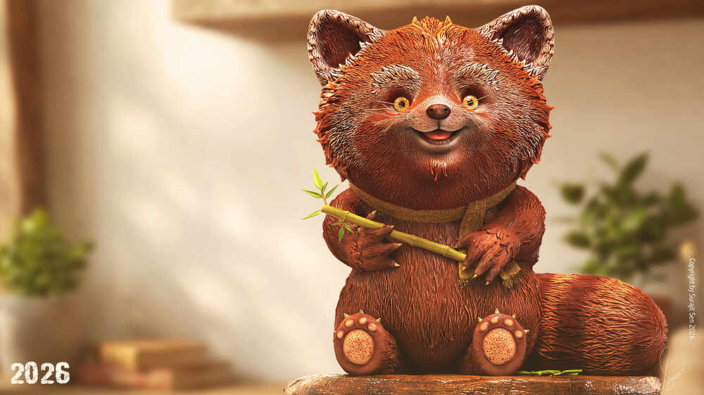 C_The Mischievous Red Panda_Digital_Sculpture_SurajitSen_v001
