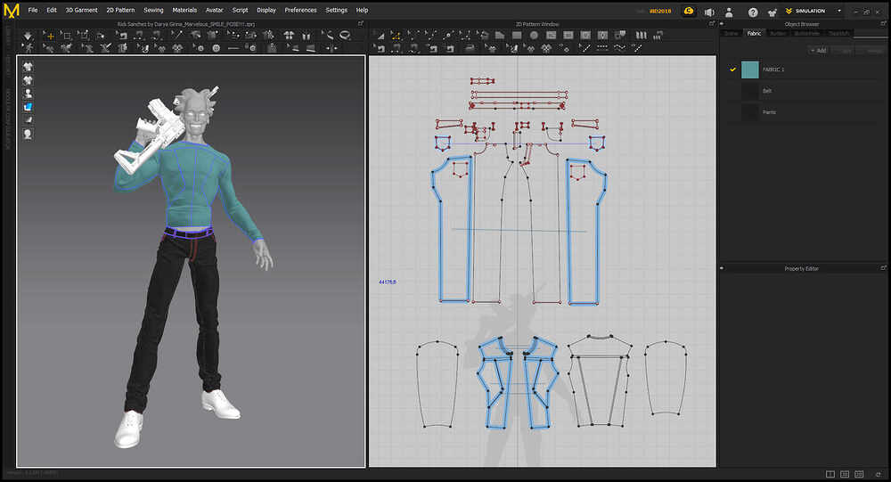 Realistic Smiling Rick Sanchez by Darya Girina_Pattern layout_Marvelous Designer