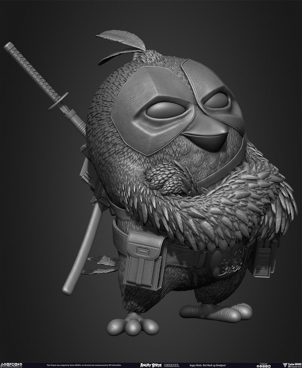 Red Mash Up Deadpool Angry Birds Movie 02 Rovio Entertainment sculpted By Yacine BRINIS 007