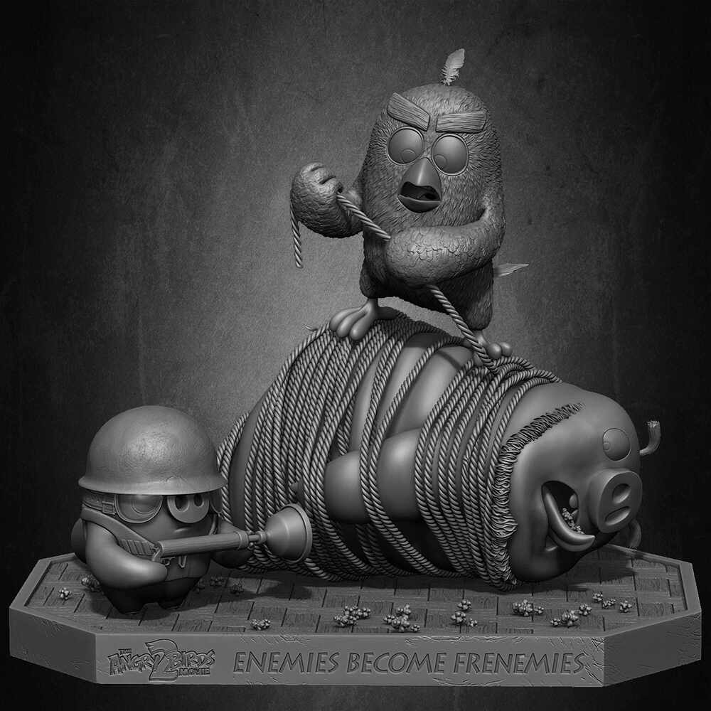 Red Leonard and the Pig Angry Birds Movie 2 Rovio Entertainment sculpted by Yacine BRINIS 019