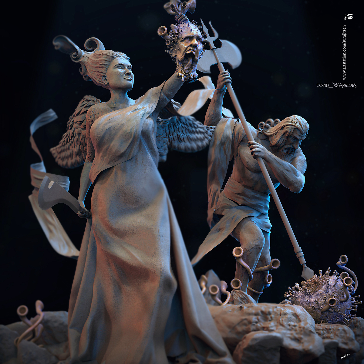 Covid_Warriors_Digital_Sculptures_SurajitSen_April2020_S1a