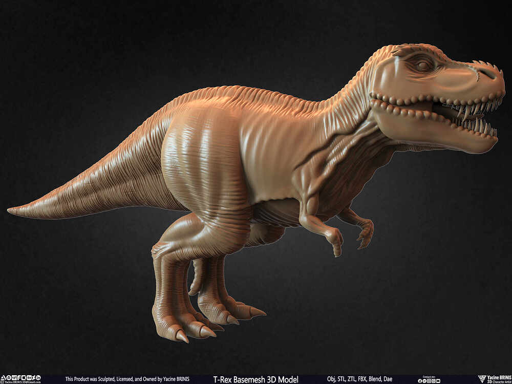 T-Rex Basemesh 3D Model (Tyrannosaurus Rex) Sculpted By Yacine BRINIS Set 004
