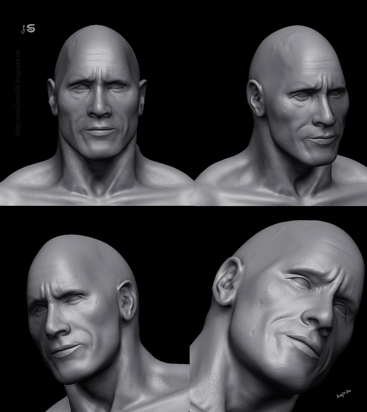 3_Dwayne Johnson_3D Porttrait_SculptsShots_ by Surajit Sen