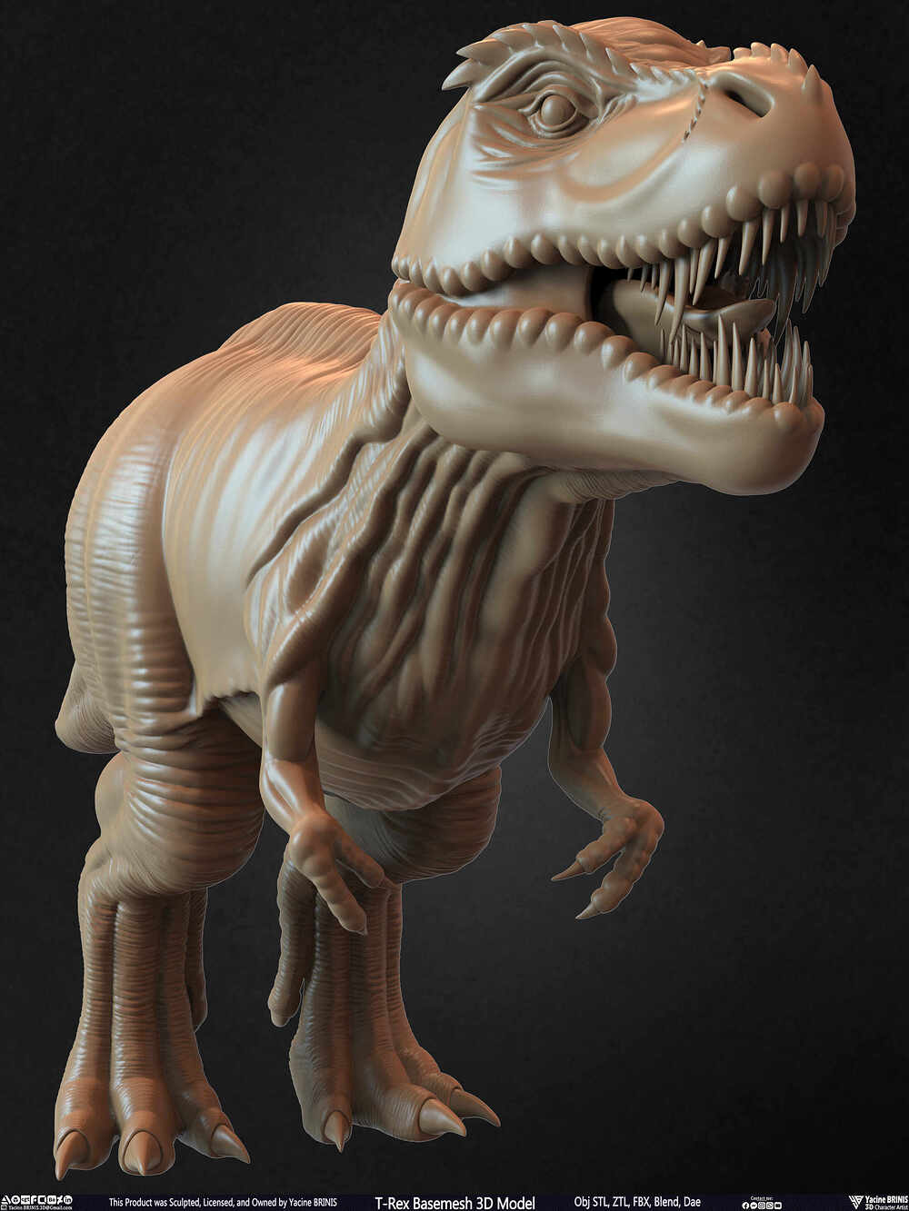 T-Rex Basemesh 3D Model (Tyrannosaurus Rex) Sculpted By Yacine BRINIS Set 022