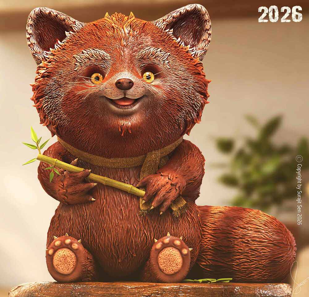 B_The Mischievous Red Panda_Digital_Sculpture_SurajitSen_close_v001
