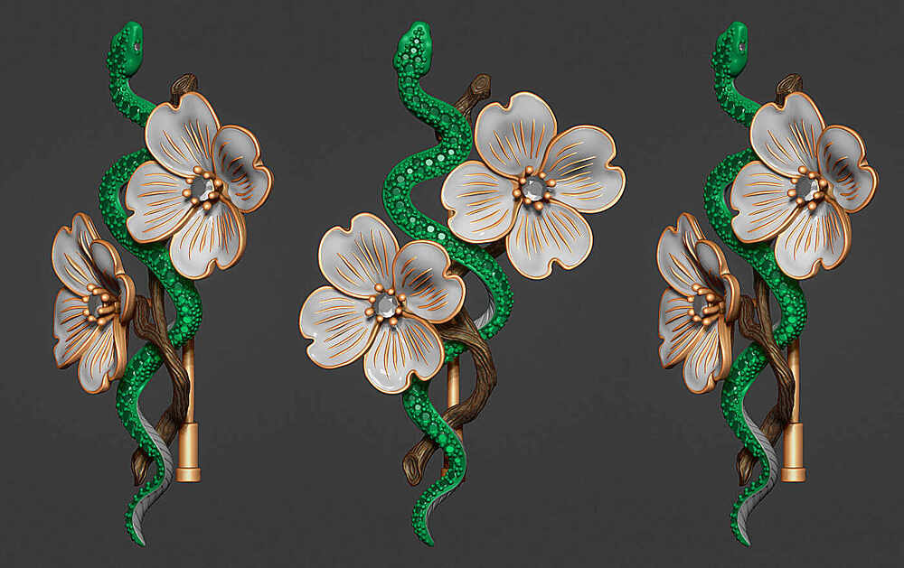 Wooden Snake Brooch BPR