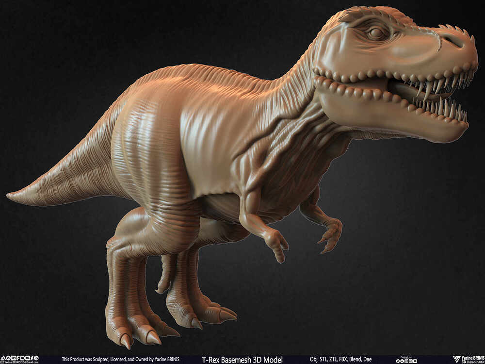 T-Rex Basemesh 3D Model (Tyrannosaurus Rex) Sculpted By Yacine BRINIS Set 003