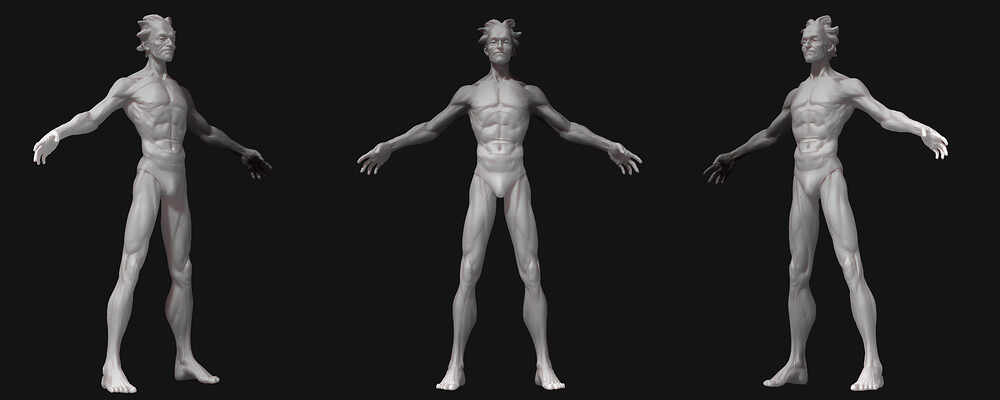 Realistic Rick Sanchez by Darya Girina sculpting_T_Pose_Life size anatomy_3_ _