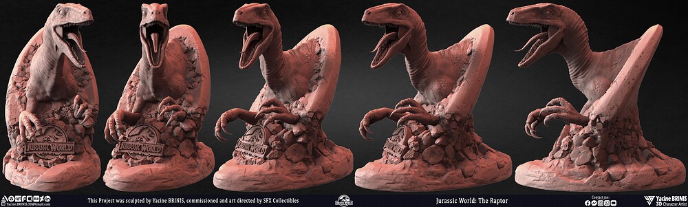 Jurassic World The Raptor sculpted by Yacine BRINIS 005