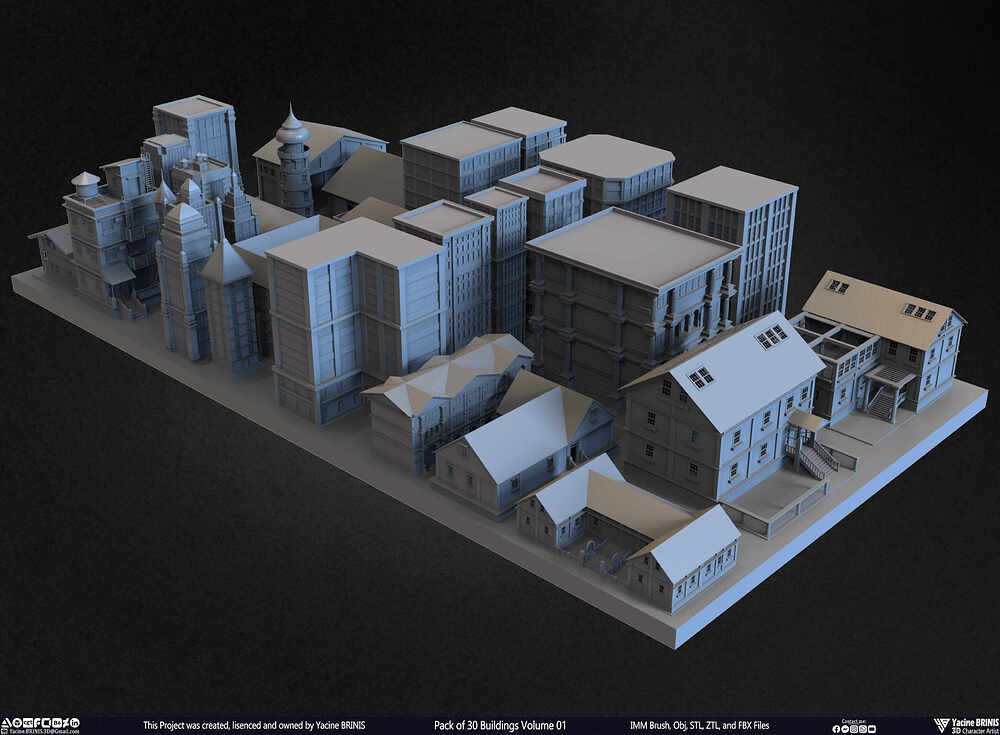 Pack of 30 Buildings Vol 01 Sculpted by Yacine BRINIS Set 038