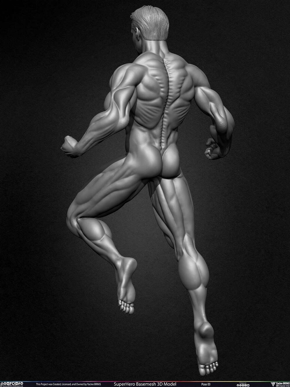 SuperHero Basemesh 3D Model Pose 03 Superman - Henry Kevill - Man of Steel-  Sculpted by Yacine BRINIS Set 041