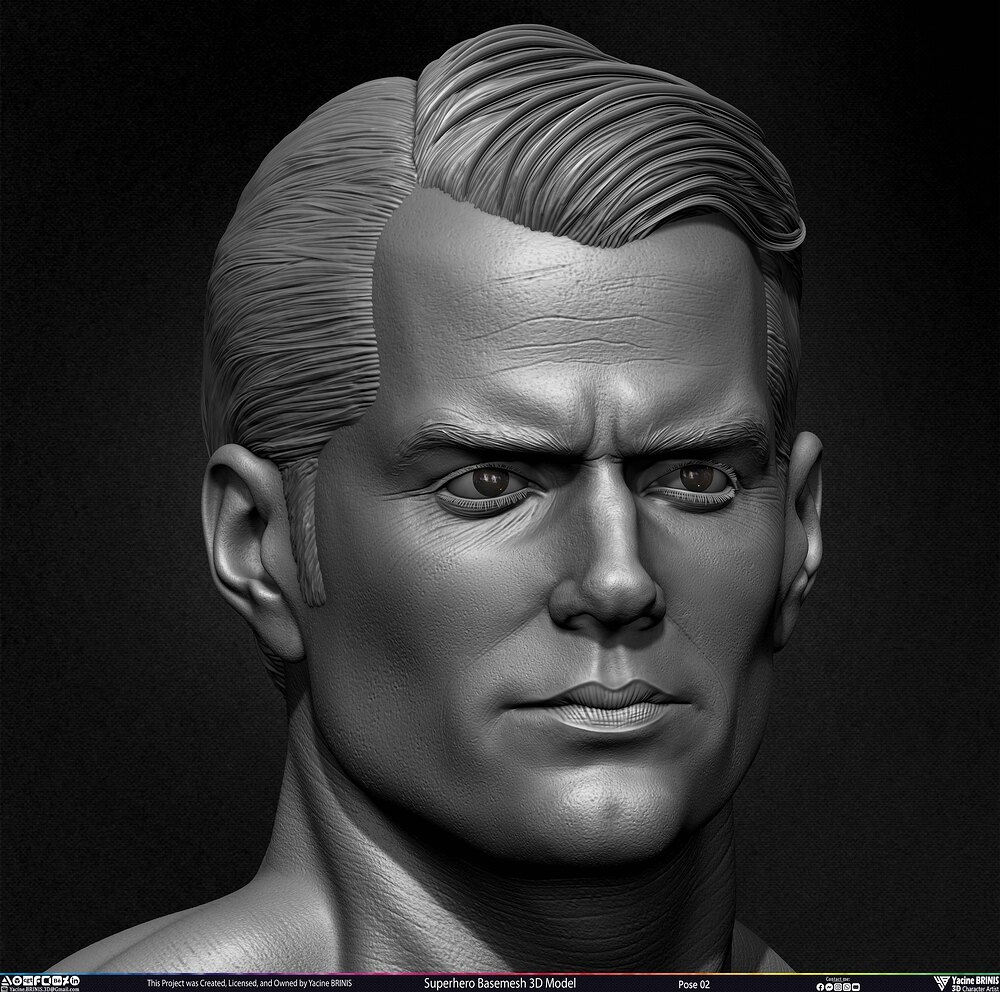 Super-Hero Basemesh 3D Model - Henry Cavill- Man of Steel - Superman - Pose 02 Sculpted by Yacine BRINIS Set 031