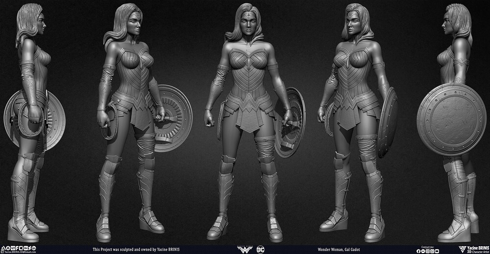 Wonder Woman Gal Gadot 3D Model sculpted by Yacine BRINIS 003