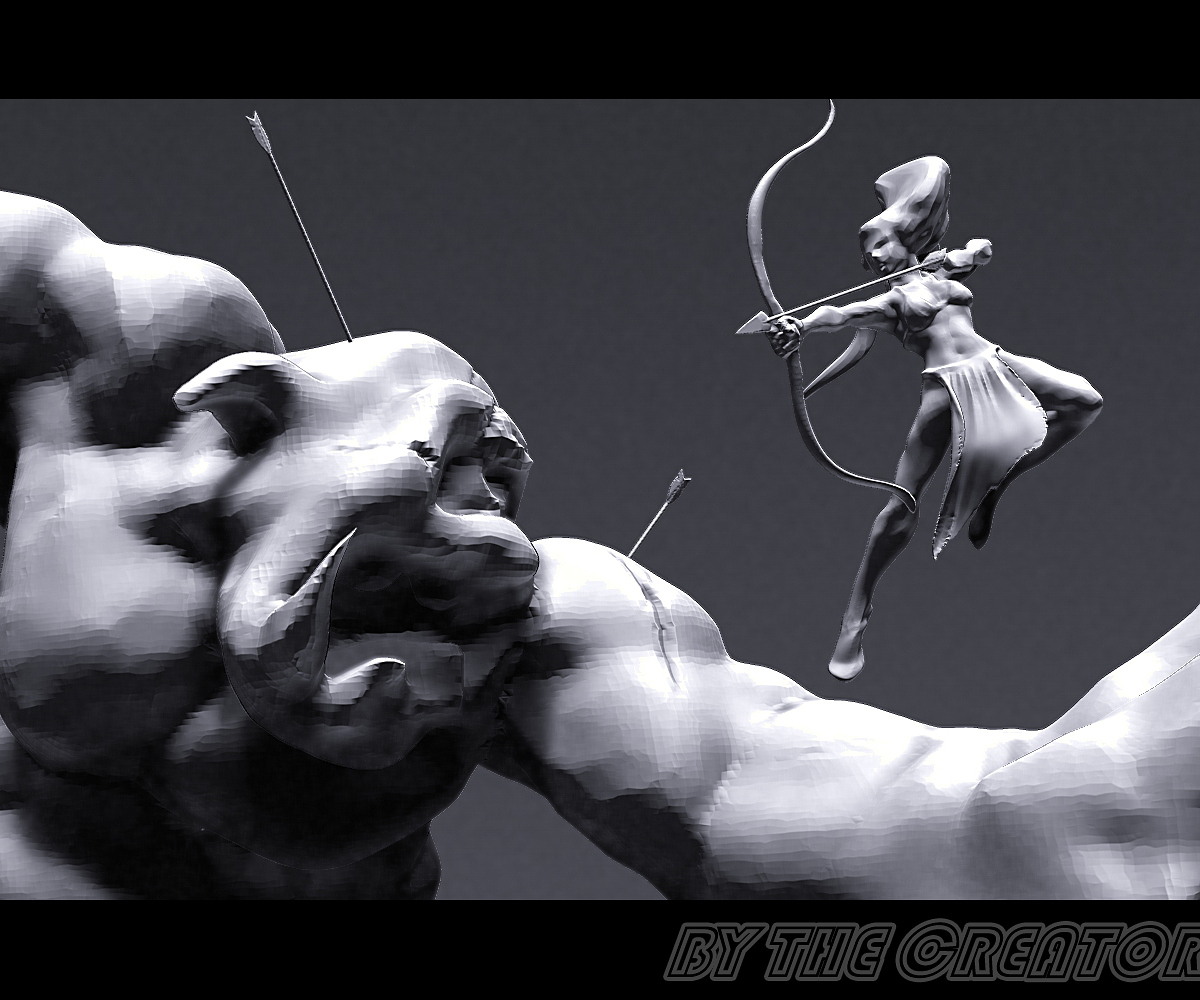 Female Archer vs Cyclops (3D sketch).jpg