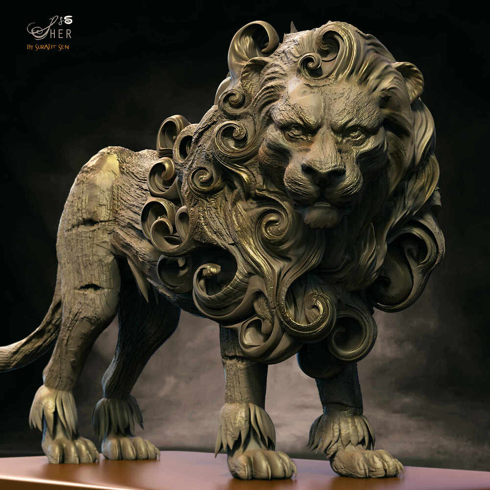 Sher_The Lion_Digital_Sculpture_SurajitSen_June2022A