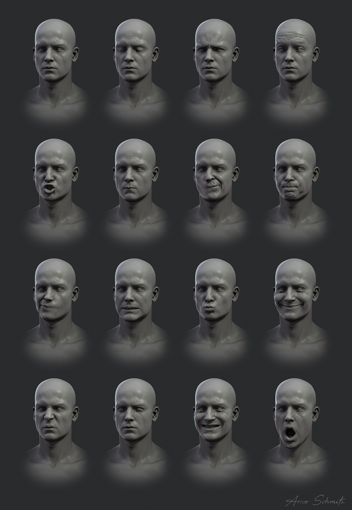 Arno_Schmitz_December_Knight_Part5_HighPoly_ExpressionSheet_3840