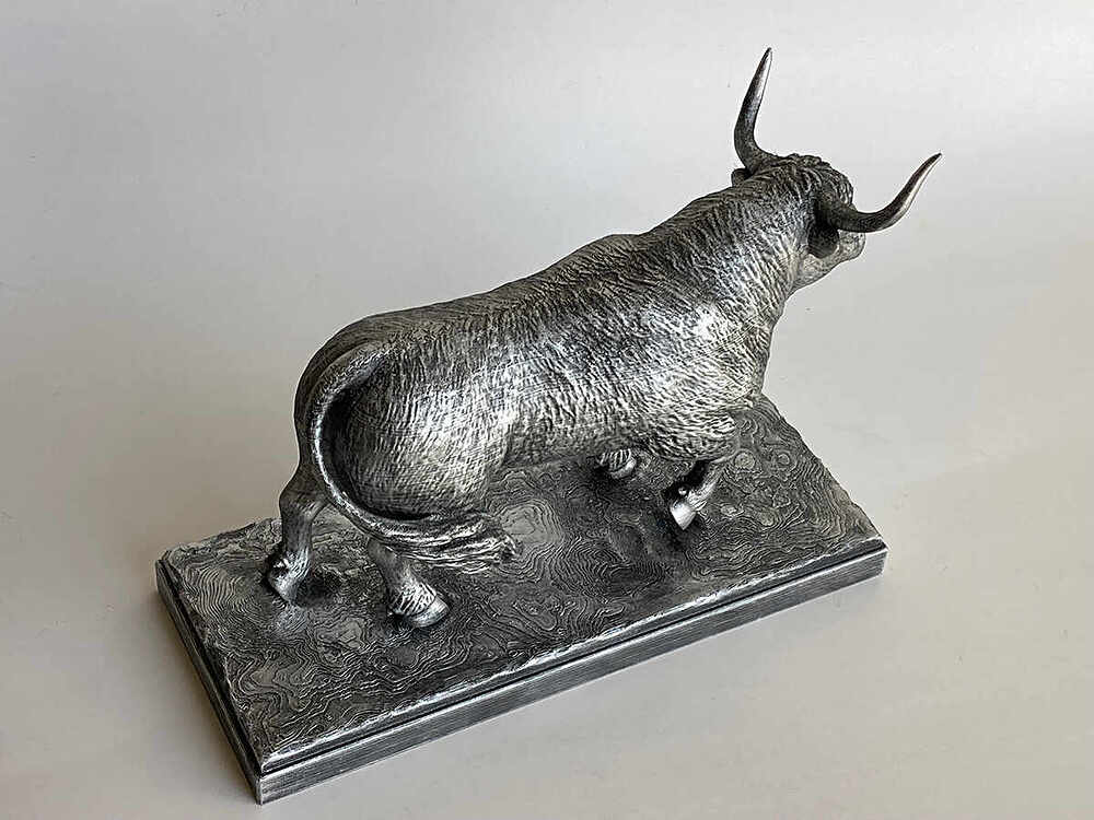 Bull Sculpture - Silver Metallic 2