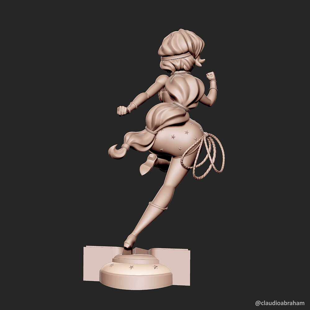 Stylized Wonder Woman - v1.rnd.06.01 - Rendering - ZBrush Raw Screenshots - Full Back Centered - Polyskin - Edit - signed