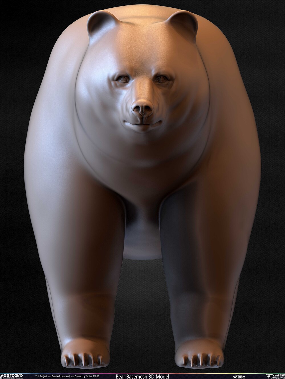 Bear Basemesh 3D Model Sculpted by Yacine BRINIS Set 036