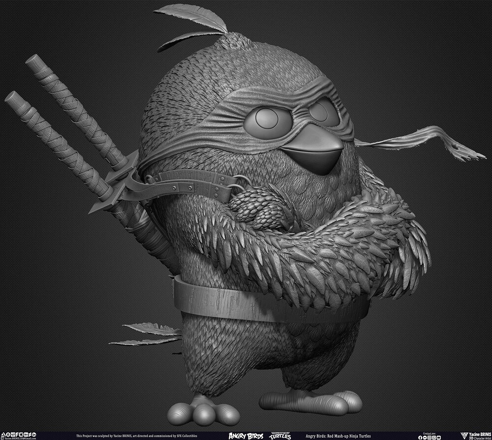Red Mash up Ninja Turtle Angry Birds Rovio Entertainment sculpted By Yacine BRINIS 007