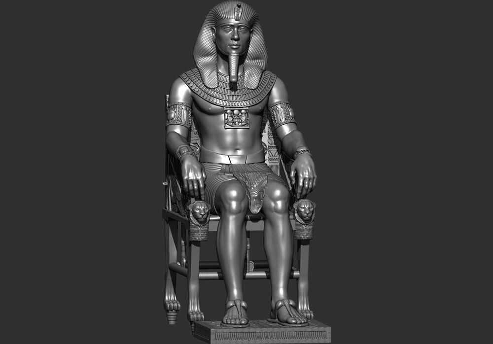 Ancient Egyptian Pharaoh on Royal Throne – High Detail STL 3D Printable Statue (5)