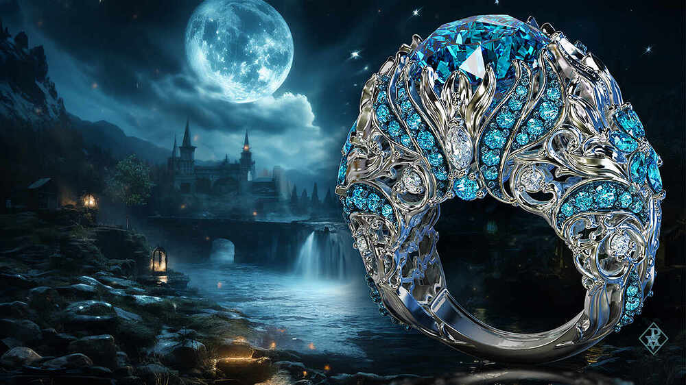 A Magic Blue Stone ring_Tumbnaile Render