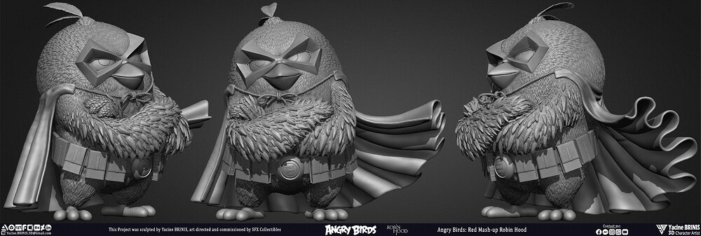 Red Mash up Angry Birds Movie 02 Robin Hood Rovio Entertainment sculpted By Yacine BRINIS 002