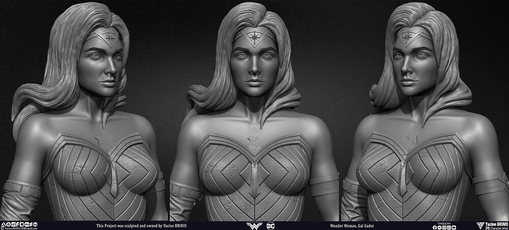 Wonder Woman Gal Gadot 3D Model sculpted by Yacine BRINIS 006