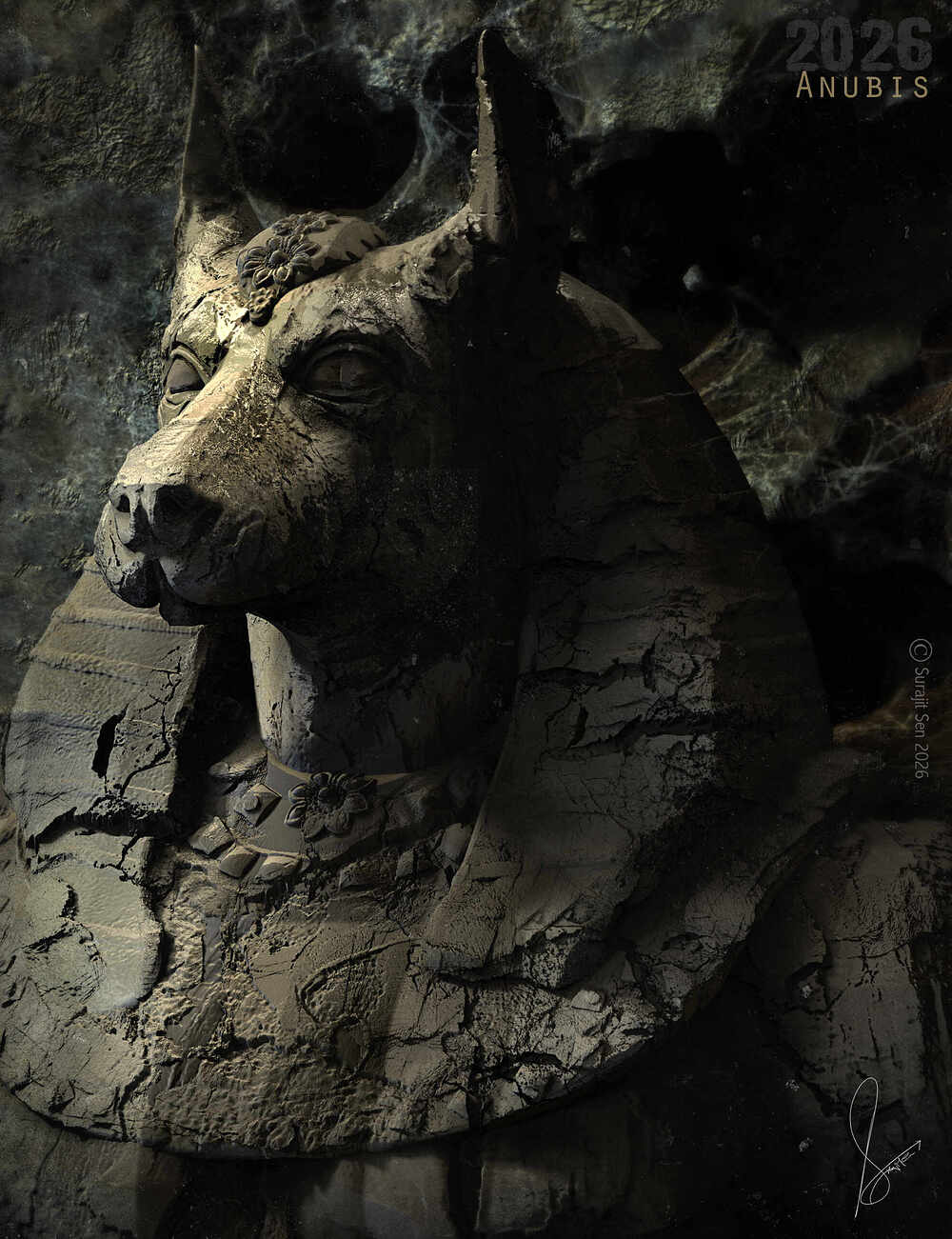 Anubis god of Death_Digital_SCulpture_SurajitSen_Jan2026