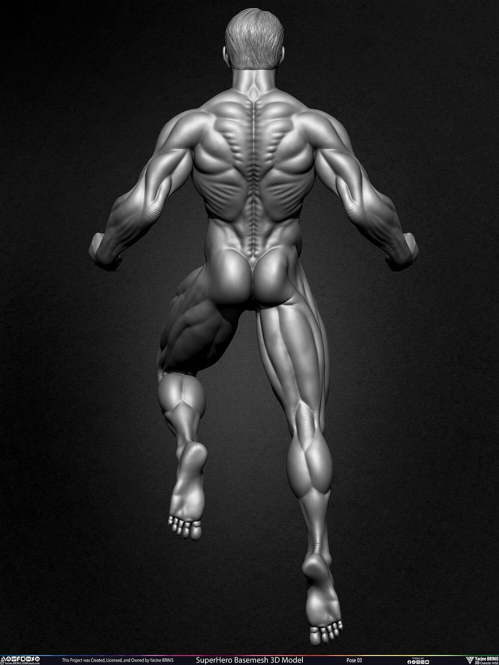 SuperHero Basemesh 3D Model Pose 03 Superman - Henry Kevill - Man of Steel-  Sculpted by Yacine BRINIS Set 040