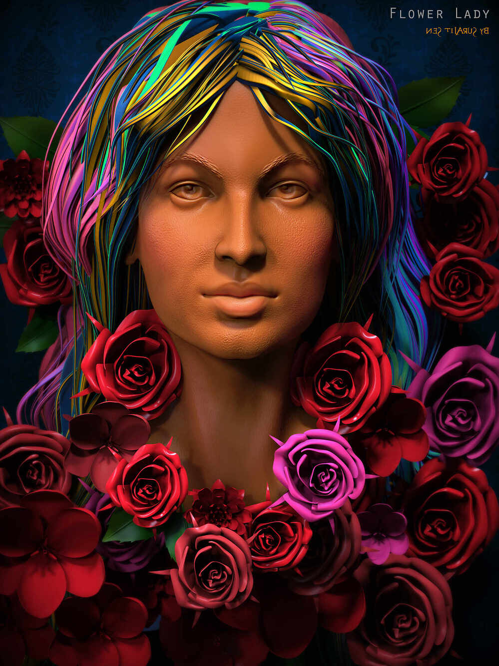 Flower_Lady_Digital_SCulpture_SurajitSen_Nov2023