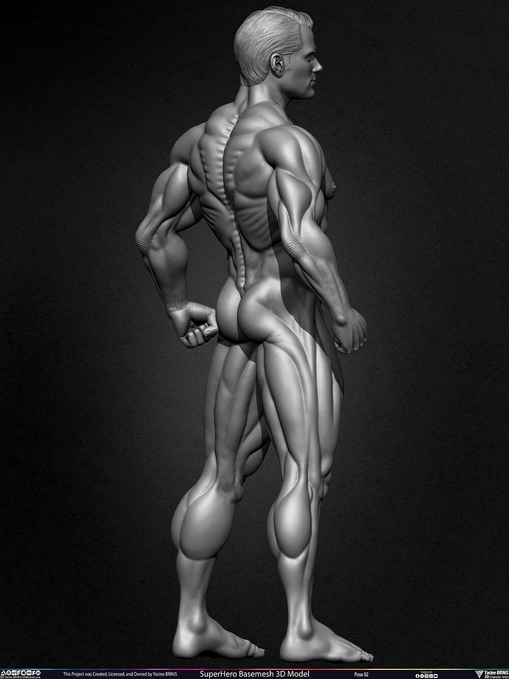 Super-Hero Basemesh 3D Model - Henry Cavill- Man of Steel - Superman - Pose 02 Sculpted by Yacine BRINIS Set 010