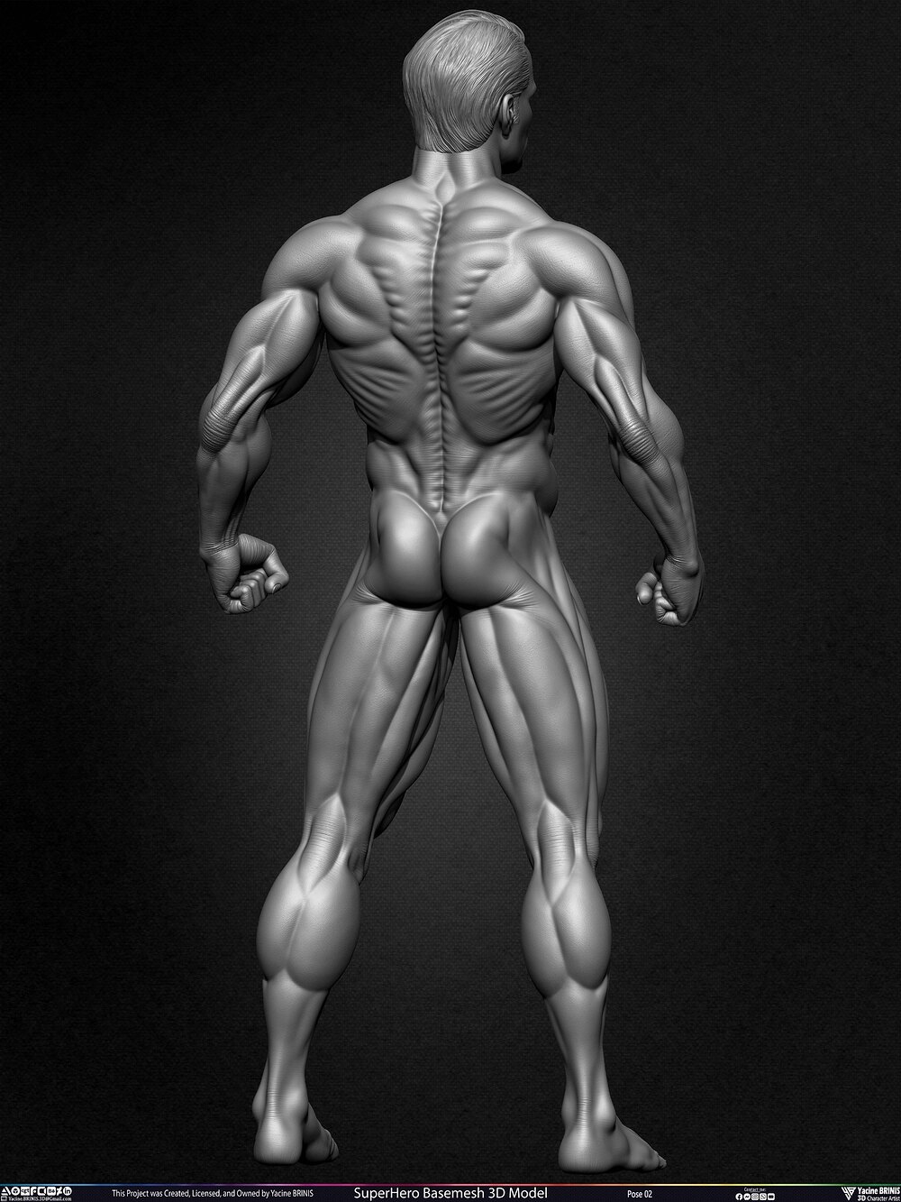 Super-Hero Basemesh 3D Model - Henry Cavill- Man of Steel - Superman - Pose 02 Sculpted by Yacine BRINIS Set 012