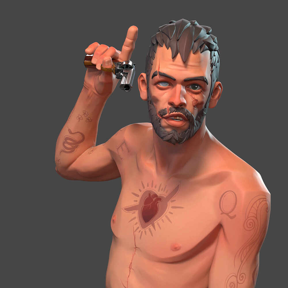 Hydell - A Stylized 3D Character Inspired by Joseph Gilgun's Iconic Role in Lockout12