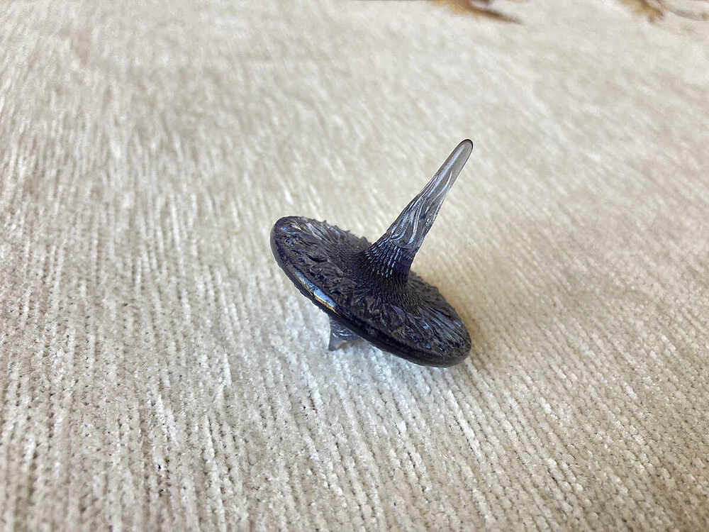 Sunflower Spinning Top - Smoky Black Resin