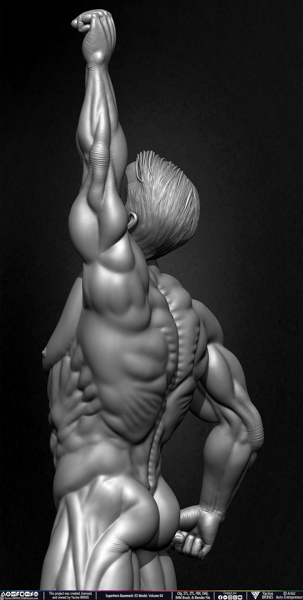SuperHero Basemesh 3D Model Pose 04 Superman - Henry Kevill - Man of Steel-  Sculpted by Yacine BRINIS Set 022