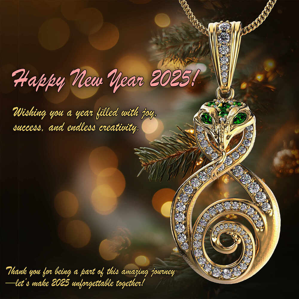The elegant snake jewelry pendant for 2025 year_KeyShot Render US