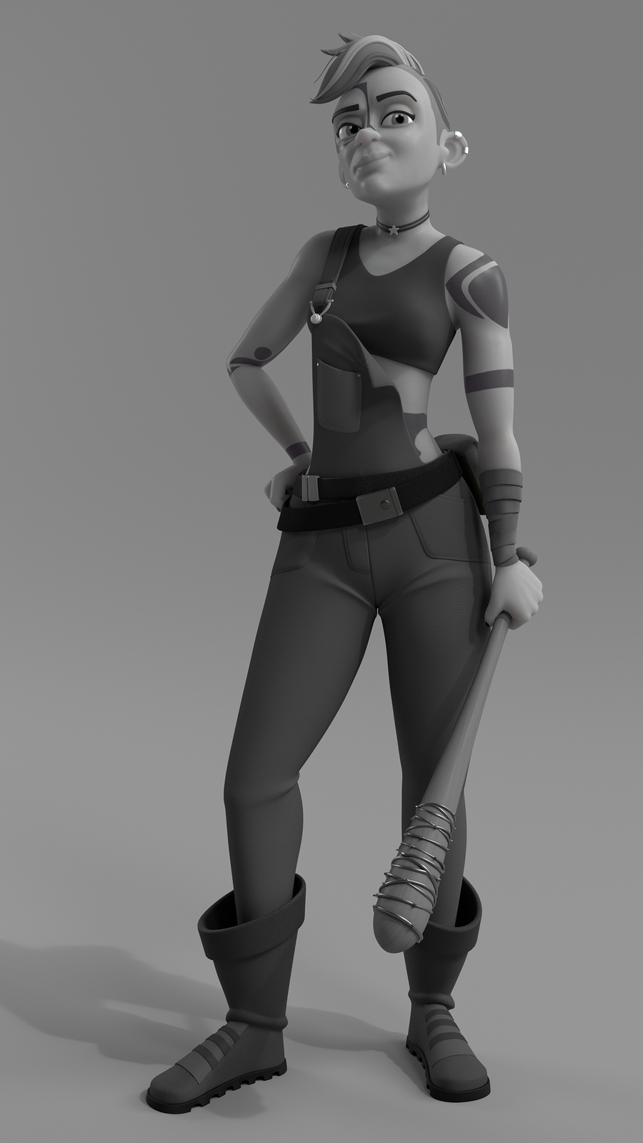smurfGirlPose2BW_001