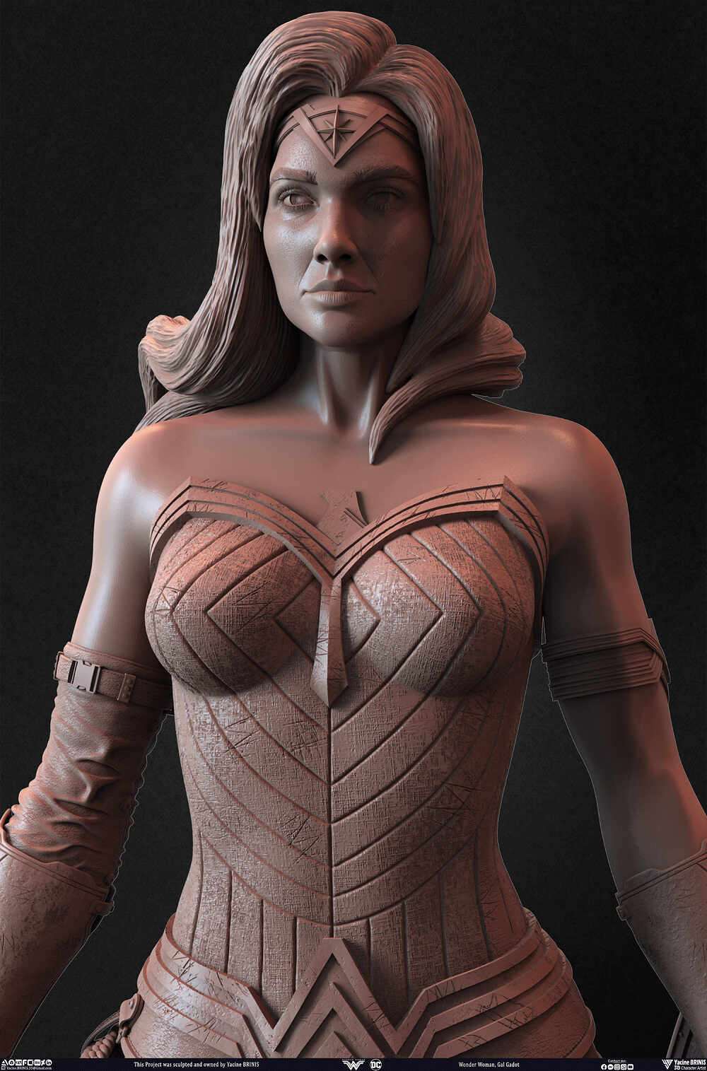 Wonder Woman Gal Gadot 3D Model sculpted by Yacine BRINIS 032