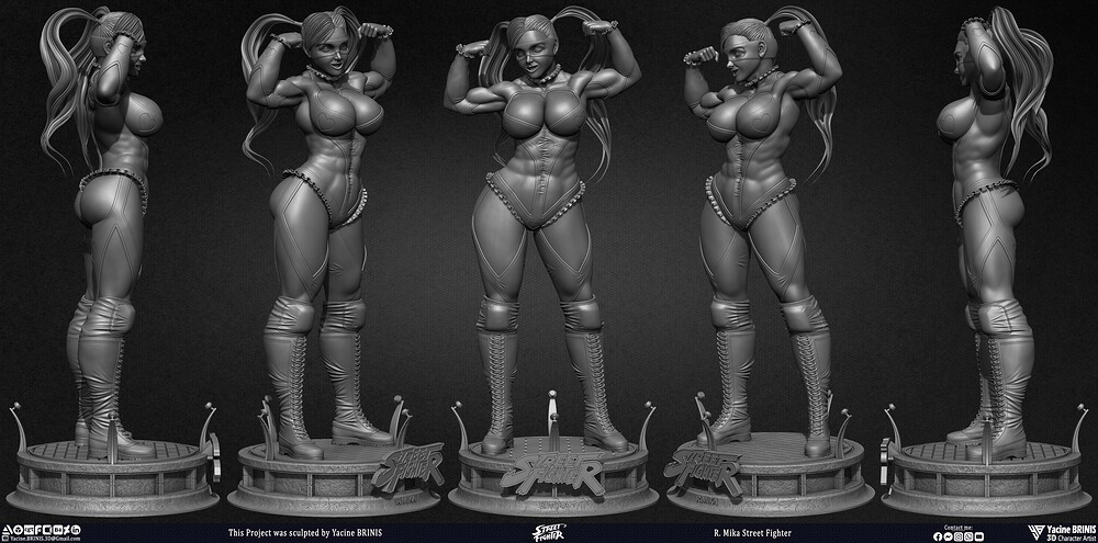 R Mika Street Fighter Video Game 3D Character sculpted by Yacine BRINIS 001