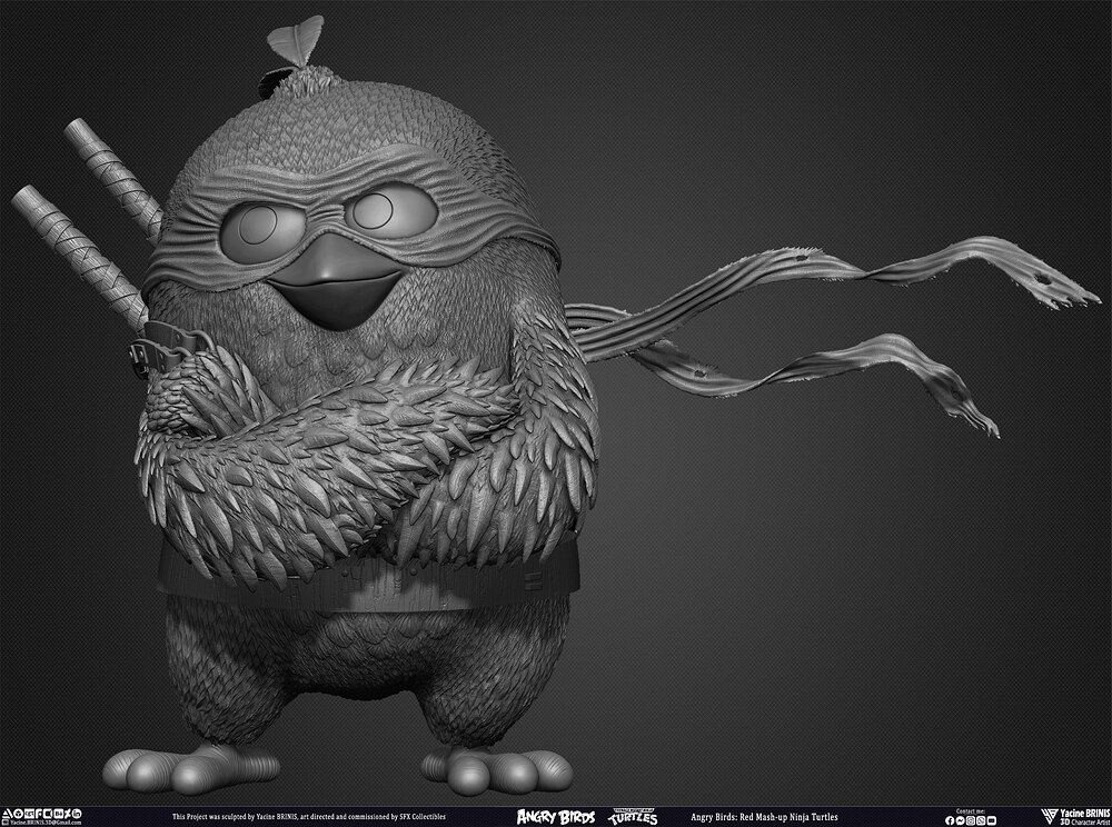 Red Mash up Ninja Turtle Angry Birds Rovio Entertainment sculpted By Yacine BRINIS 005
