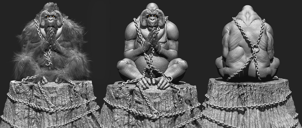 Endangered_Species_Bornean_orangutan_zbrush_render